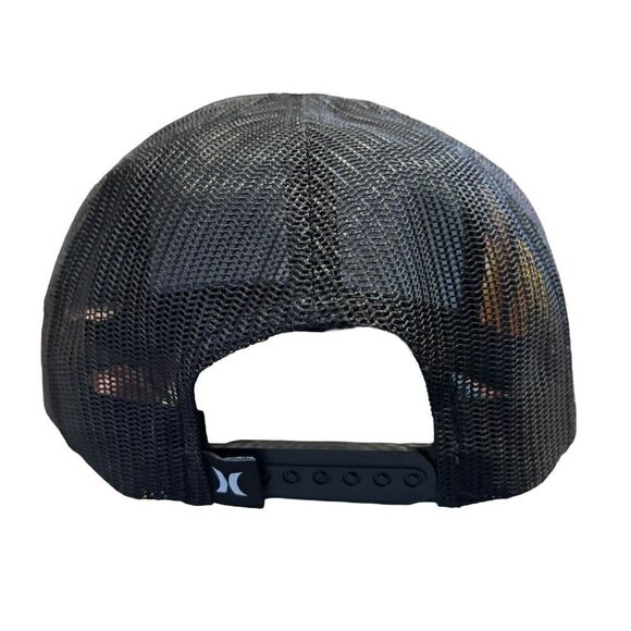 Hurley Icon Solid Flat Trucker Baseball Cap Black White Hat OSFA Black & White - Picture 3 of 5